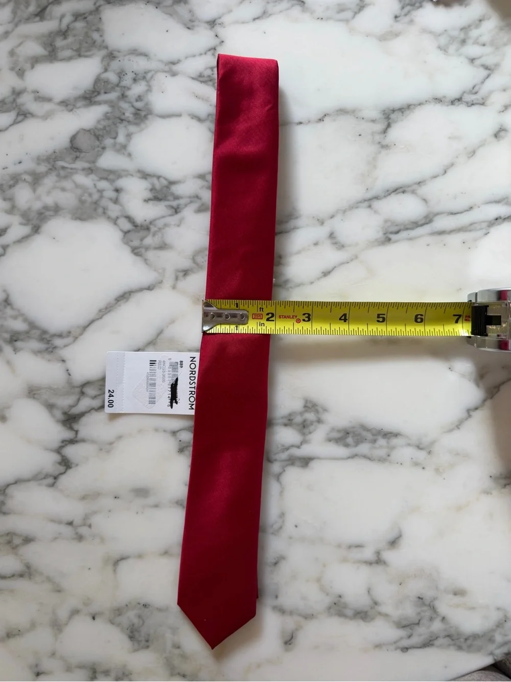 NWT Nordstrom Boys Red Narrow 2” Tie Necktie 48”